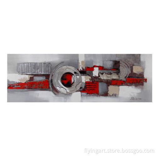 Oil painting on canvas in colorful design, with nature wood stretcher, hook and screw